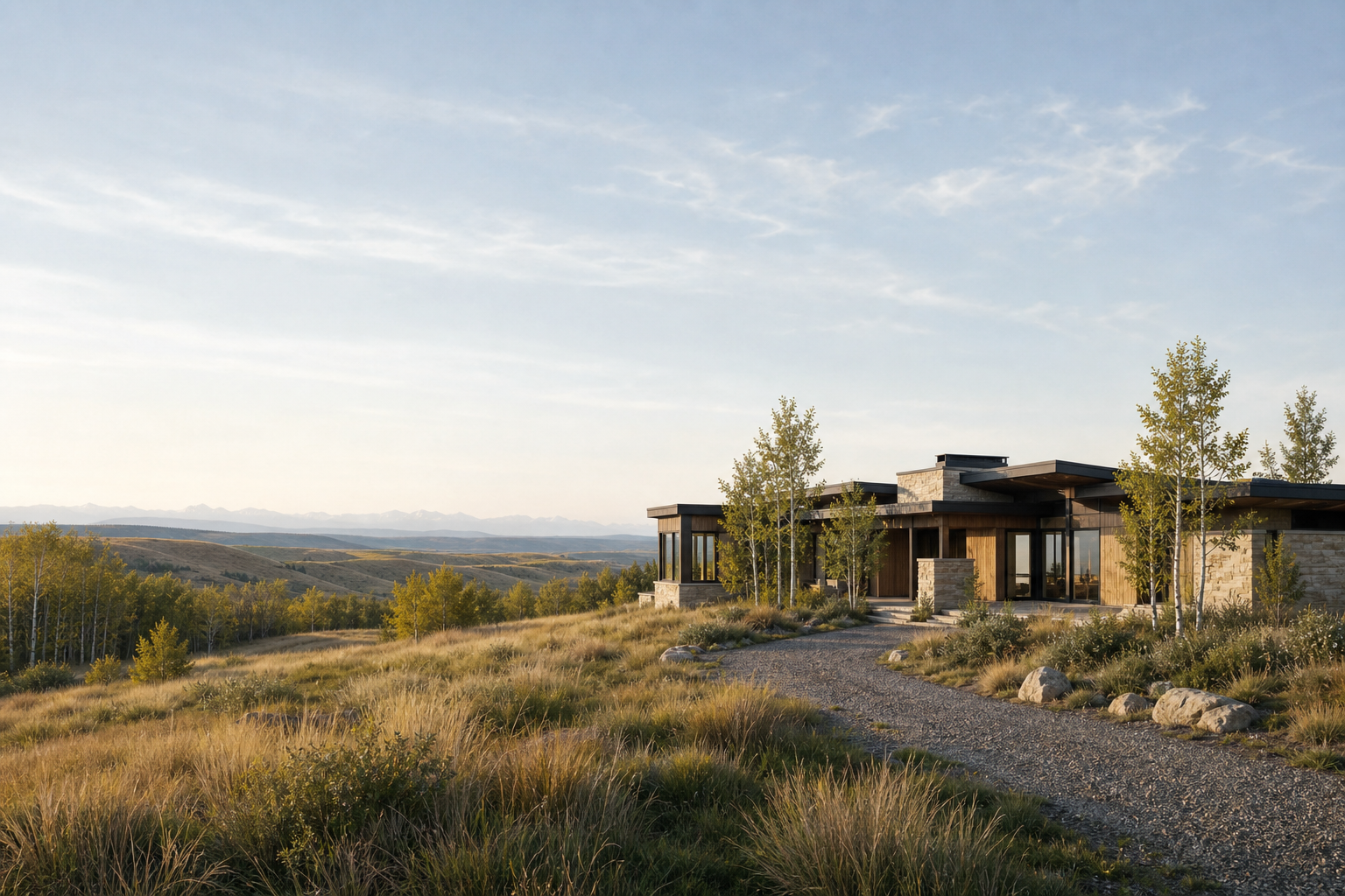 Editorial illustration of a Calgary-region country estate